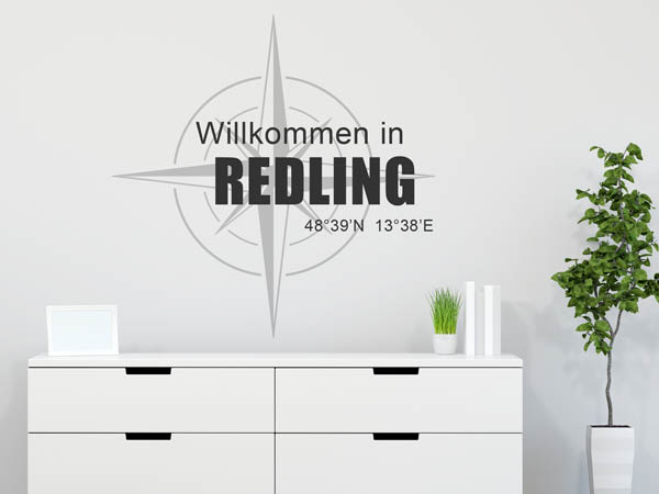 Wandtattoo Willkommen in Redling mit den Koordinaten 48°39'N 13°38'E