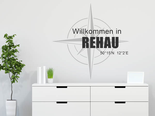 Wandtattoo Willkommen in Rehau mit den Koordinaten 50°15'N 12°2'E