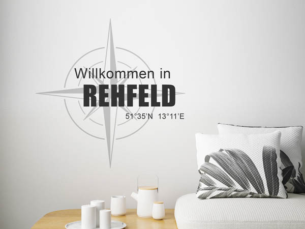 Wandtattoo Willkommen in Rehfeld mit den Koordinaten 51°35'N 13°11'E