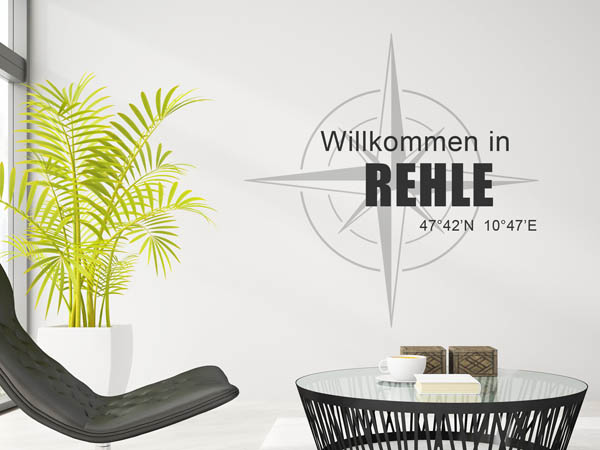 Wandtattoo Willkommen in Rehle mit den Koordinaten 47°42'N 10°47'E