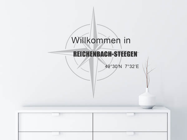 Wandtattoo Willkommen in Reichenbach-Steegen mit den Koordinaten 49°30'N 7°32'E