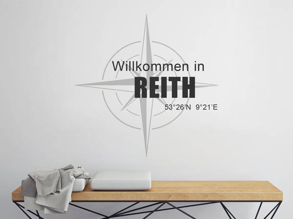 Wandtattoo Willkommen in Reith mit den Koordinaten 53°26'N 9°21'E