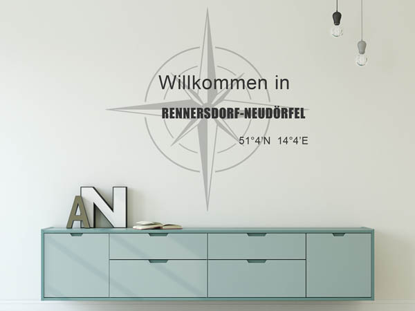 Wandtattoo Willkommen in Rennersdorf-Neudörfel mit den Koordinaten 51°4'N 14°4'E