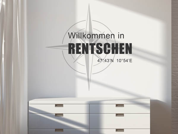 Wandtattoo Willkommen in Rentschen mit den Koordinaten 47°43'N 10°54'E