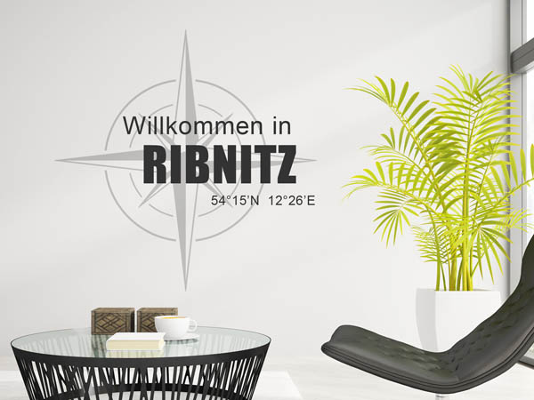 Wandtattoo Willkommen in Ribnitz mit den Koordinaten 54°15'N 12°26'E