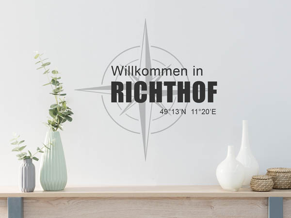 Wandtattoo Willkommen in Richthof mit den Koordinaten 49°13'N 11°20'E