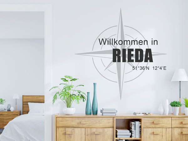 Wandtattoo Willkommen in Rieda mit den Koordinaten 51°36'N 12°4'E