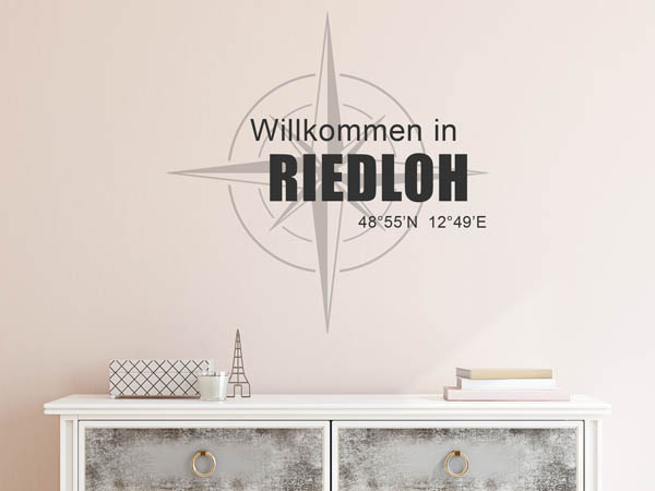 Wandtattoo Willkommen in Riedloh mit den Koordinaten 48°55'N 12°49'E