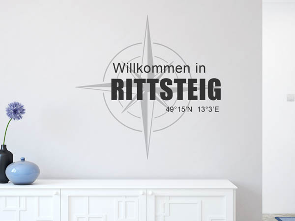 Wandtattoo Willkommen in Rittsteig mit den Koordinaten 49°15'N 13°3'E