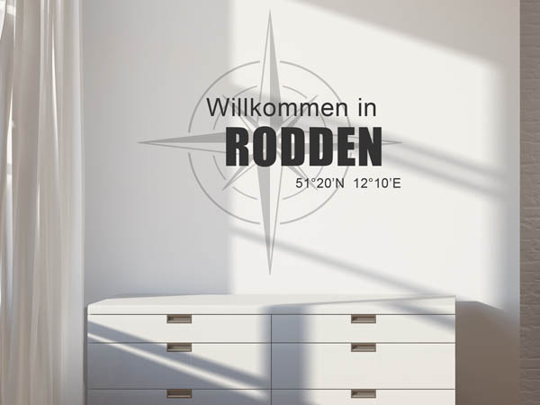 Wandtattoo Willkommen in Rodden mit den Koordinaten 51°20'N 12°10'E