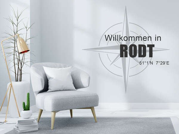 Wandtattoo Willkommen in Rodt mit den Koordinaten 51°1'N 7°29'E