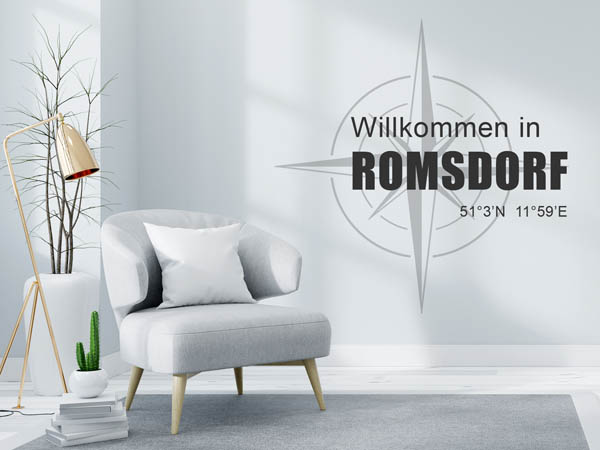 Wandtattoo Willkommen in Romsdorf mit den Koordinaten 51°3'N 11°59'E