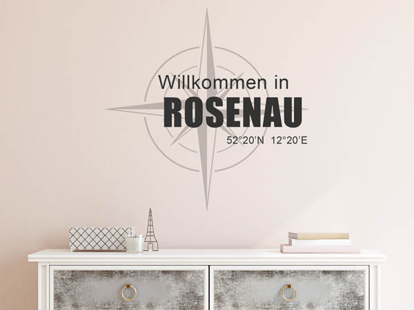 Wandtattoo Willkommen in Rosenau mit den Koordinaten 52°20'N 12°20'E