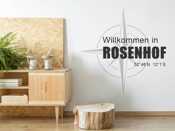Wandtattoo Willkommen in Rosenhof mit den Koordinaten 52°46'N 12°1'E