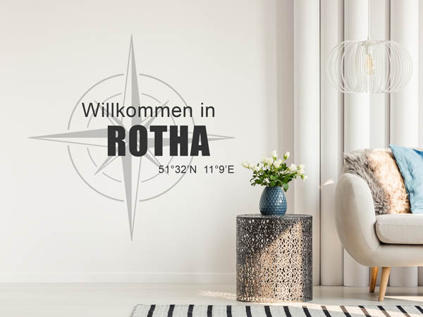 Wandtattoo Willkommen in Rotha mit den Koordinaten 51°32'N 11°9'E
