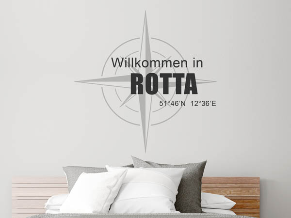 Wandtattoo Willkommen in Rotta mit den Koordinaten 51°46'N 12°36'E
