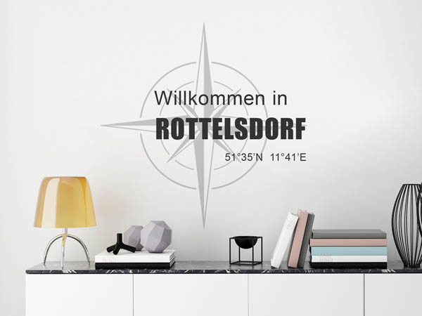 Wandtattoo Willkommen in Rottelsdorf mit den Koordinaten 51°35'N 11°41'E