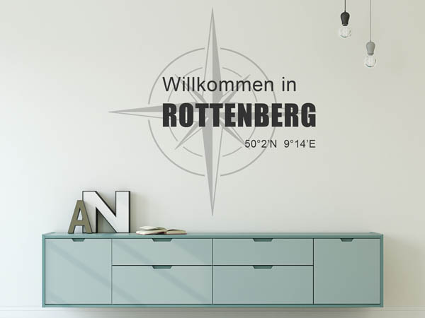 Wandtattoo Willkommen in Rottenberg mit den Koordinaten 50°2'N 9°14'E