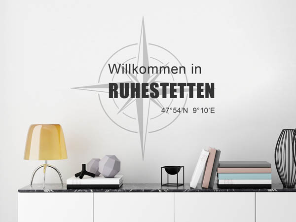 Wandtattoo Willkommen in Ruhestetten mit den Koordinaten 47°54'N 9°10'E