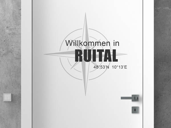 Wandtattoo Willkommen in Ruital mit den Koordinaten 48°53'N 10°13'E