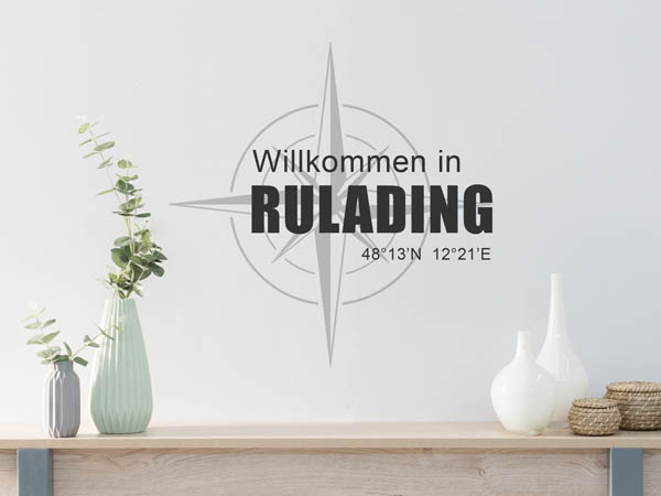 Wandtattoo Willkommen in Rulading mit den Koordinaten 48°13'N 12°21'E