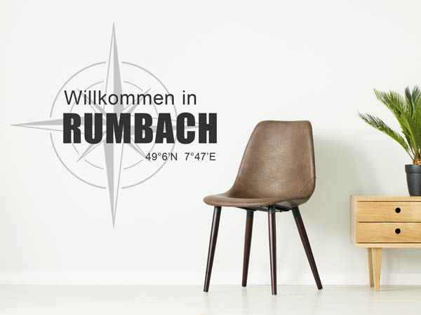 Wandtattoo Willkommen in Rumbach mit den Koordinaten 49°6'N 7°47'E