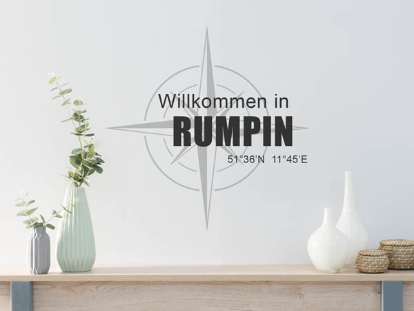 Wandtattoo Willkommen in Rumpin mit den Koordinaten 51°36'N 11°45'E