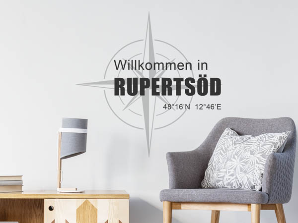 Wandtattoo Willkommen in Rupertsöd mit den Koordinaten 48°16'N 12°46'E