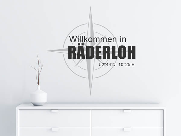 Wandtattoo Willkommen in Räderloh mit den Koordinaten 52°44'N 10°25'E
