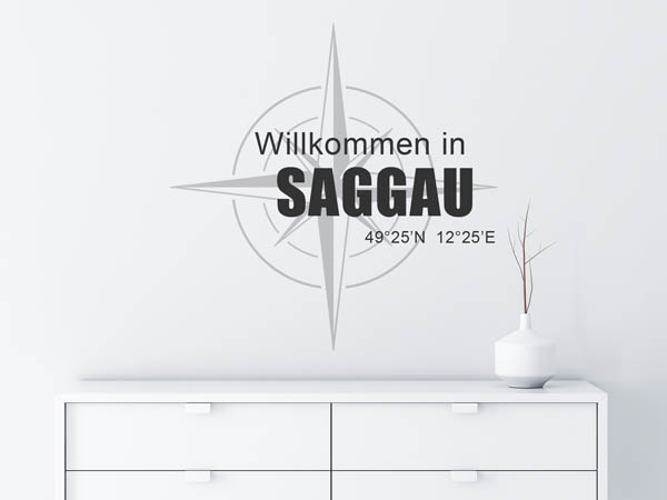 Wandtattoo Willkommen in Saggau mit den Koordinaten 49°25'N 12°25'E