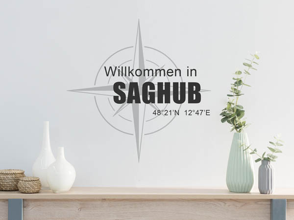 Wandtattoo Willkommen in Saghub mit den Koordinaten 48°21'N 12°47'E