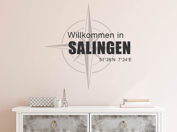 Wandtattoo Willkommen in Salingen mit den Koordinaten 51°28'N 7°24'E