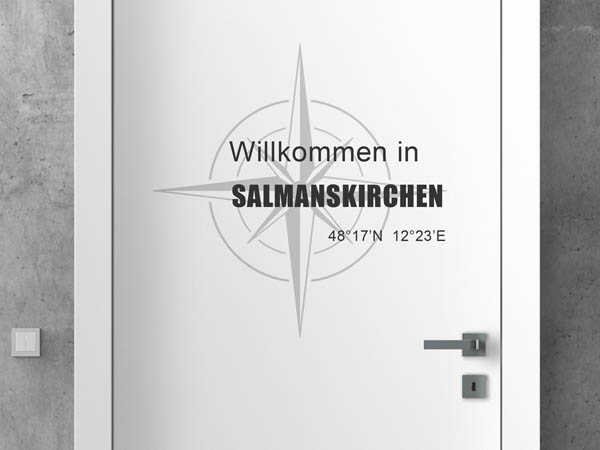 Wandtattoo Willkommen in Salmanskirchen mit den Koordinaten 48°17'N 12°23'E