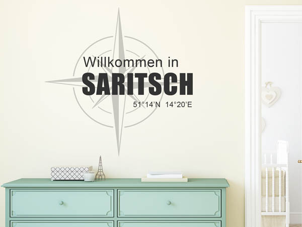 Wandtattoo Willkommen in Saritsch mit den Koordinaten 51°14'N 14°20'E