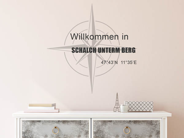 Wandtattoo Willkommen in Schalch unterm Berg mit den Koordinaten 47°43'N 11°35'E