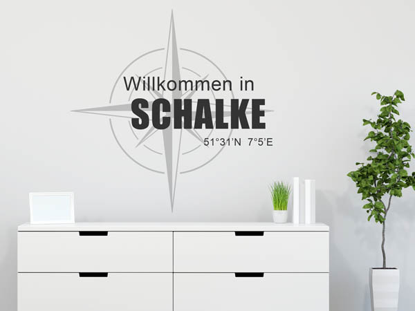 Wandtattoo Willkommen in Schalke mit den Koordinaten 51°31'N 7°5'E