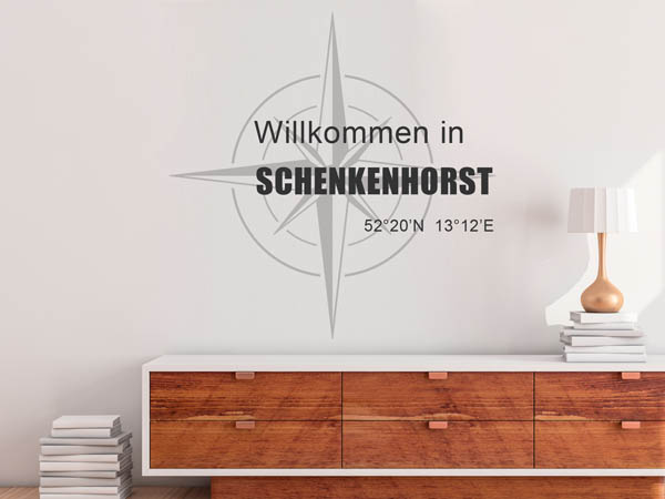 Wandtattoo Willkommen in Schenkenhorst mit den Koordinaten 52°20'N 13°12'E