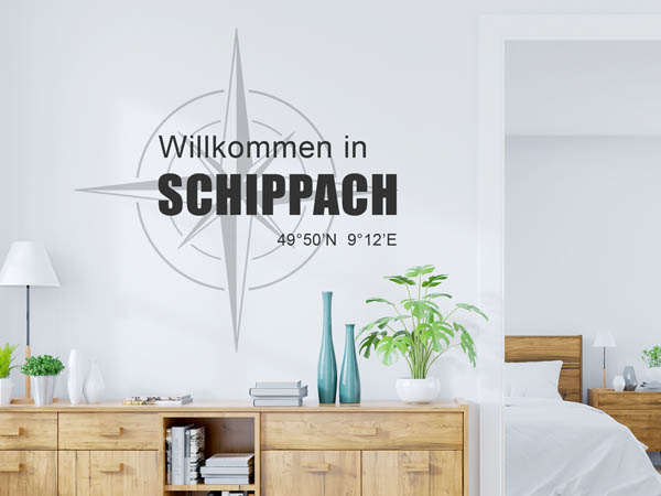 Wandtattoo Willkommen in Schippach mit den Koordinaten 49°50'N 9°12'E