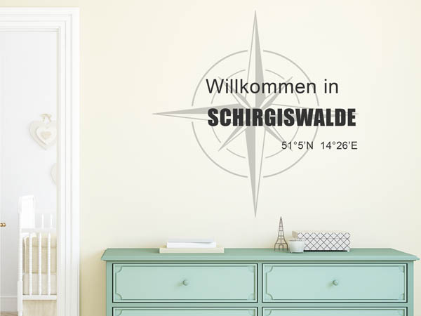 Wandtattoo Willkommen in Schirgiswalde mit den Koordinaten 51°5'N 14°26'E