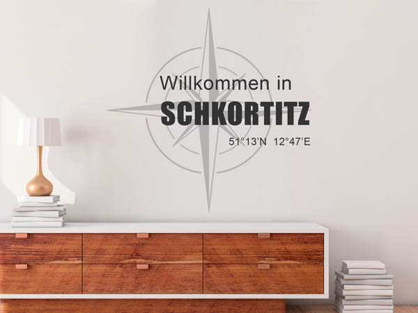 Wandtattoo Willkommen in Schkortitz mit den Koordinaten 51°13'N 12°47'E