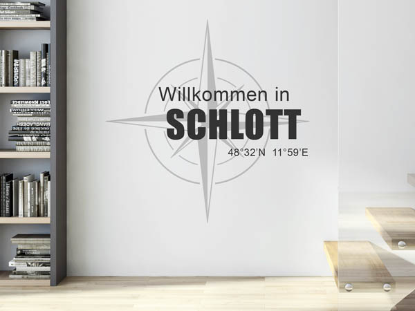 Wandtattoo Willkommen in Schlott mit den Koordinaten 48°32'N 11°59'E