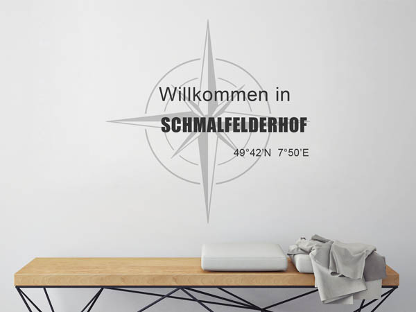 Wandtattoo Willkommen in Schmalfelderhof mit den Koordinaten 49°42'N 7°50'E