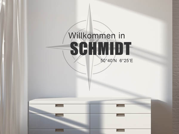 Wandtattoo Willkommen in Schmidt mit den Koordinaten 50°40'N 6°25'E
