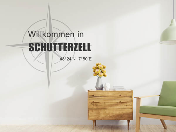 Wandtattoo Willkommen in Schutterzell mit den Koordinaten 48°24'N 7°50'E