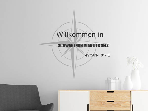 Wandtattoo Willkommen in Schwabenheim an der Selz mit den Koordinaten 49°56'N 8°7'E