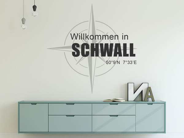 Wandtattoo Willkommen in Schwall mit den Koordinaten 50°9'N 7°33'E