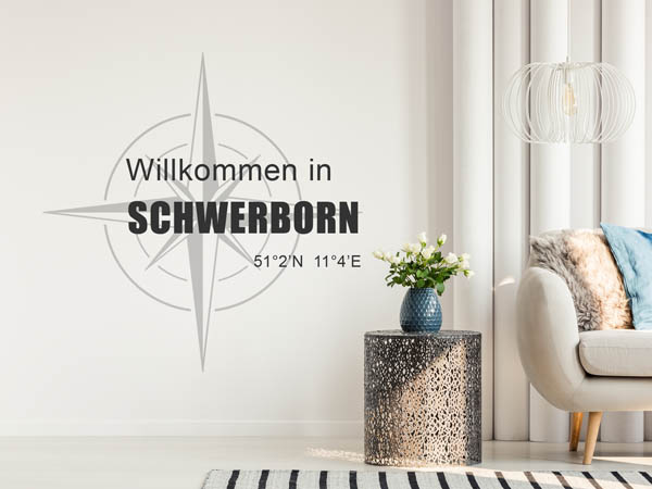 Wandtattoo Willkommen in Schwerborn mit den Koordinaten 51°2'N 11°4'E