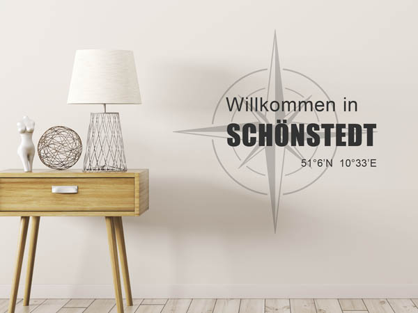 Wandtattoo Willkommen in Schönstedt mit den Koordinaten 51°6'N 10°33'E