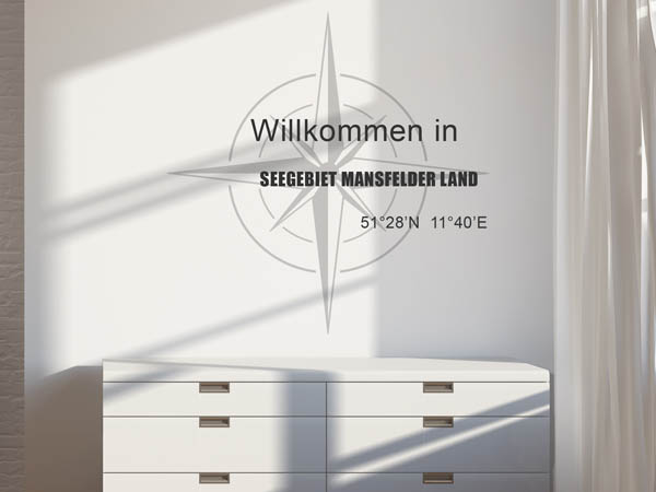 Wandtattoo Willkommen in Seegebiet Mansfelder Land mit den Koordinaten 51°28'N 11°40'E