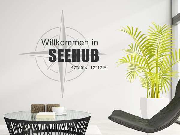 Wandtattoo Willkommen in Seehub mit den Koordinaten 47°55'N 12°12'E